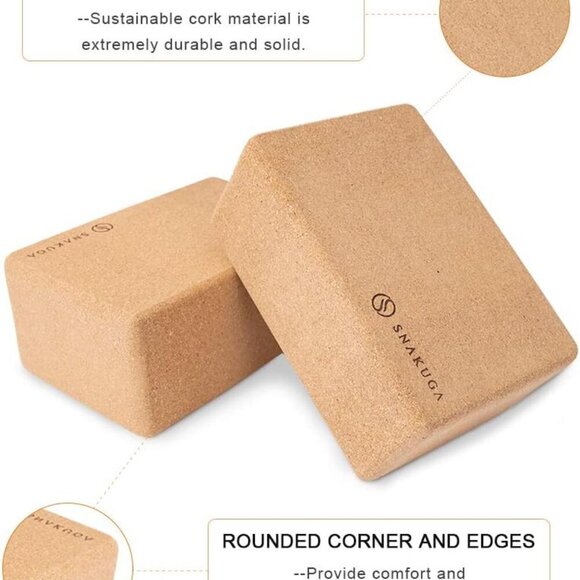 Cork Yoga Block 2 Pack for Pilates, 4'' or 3'' Non-Slip & High Density Blocks fo - Picture 2 of 6